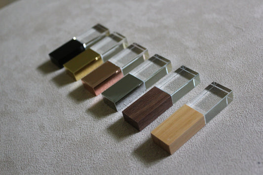 16gb metallic USB key - Add simple monogram or initials on glass only - Wedding or Special Occasion Gift