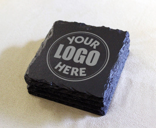 Custom Slate Coasters add ANY logo or text - set of four