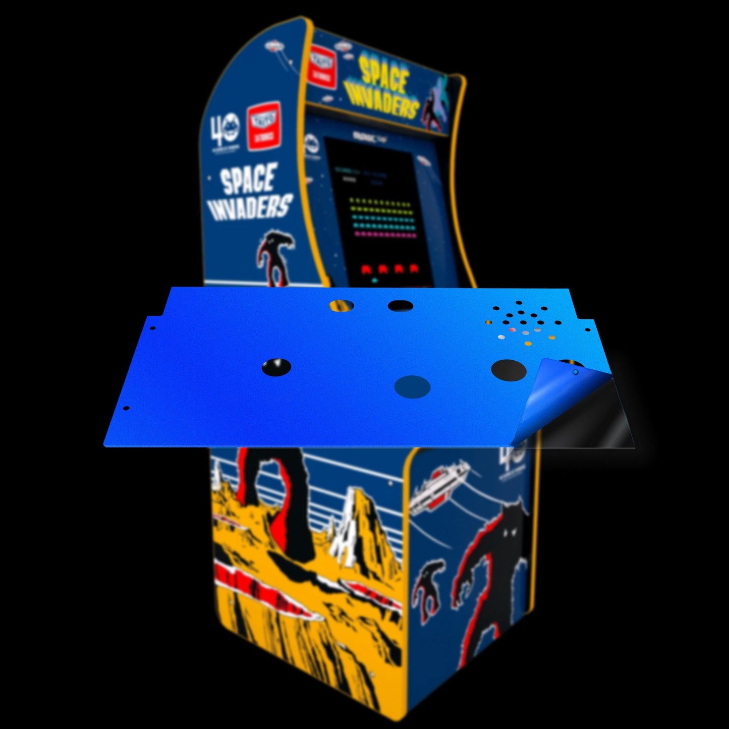 Arcade1up "Space Invaders" deck protector overlay - For the Arcade1up original  "Space Invaders" (wave 1) deck / panel